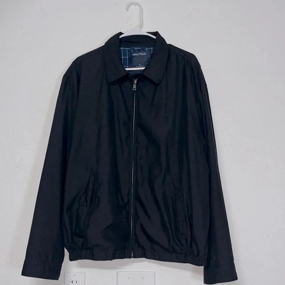Imperfect Nautica jacket mens black large full zip jacket front & inside pockets - Picture 1 of 17